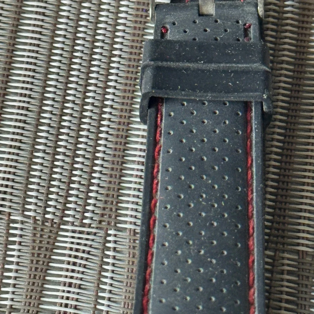 Pinbo Mens Sport Watch Black Red Japan Movt‎ Silicone Band Racing Style Analog
